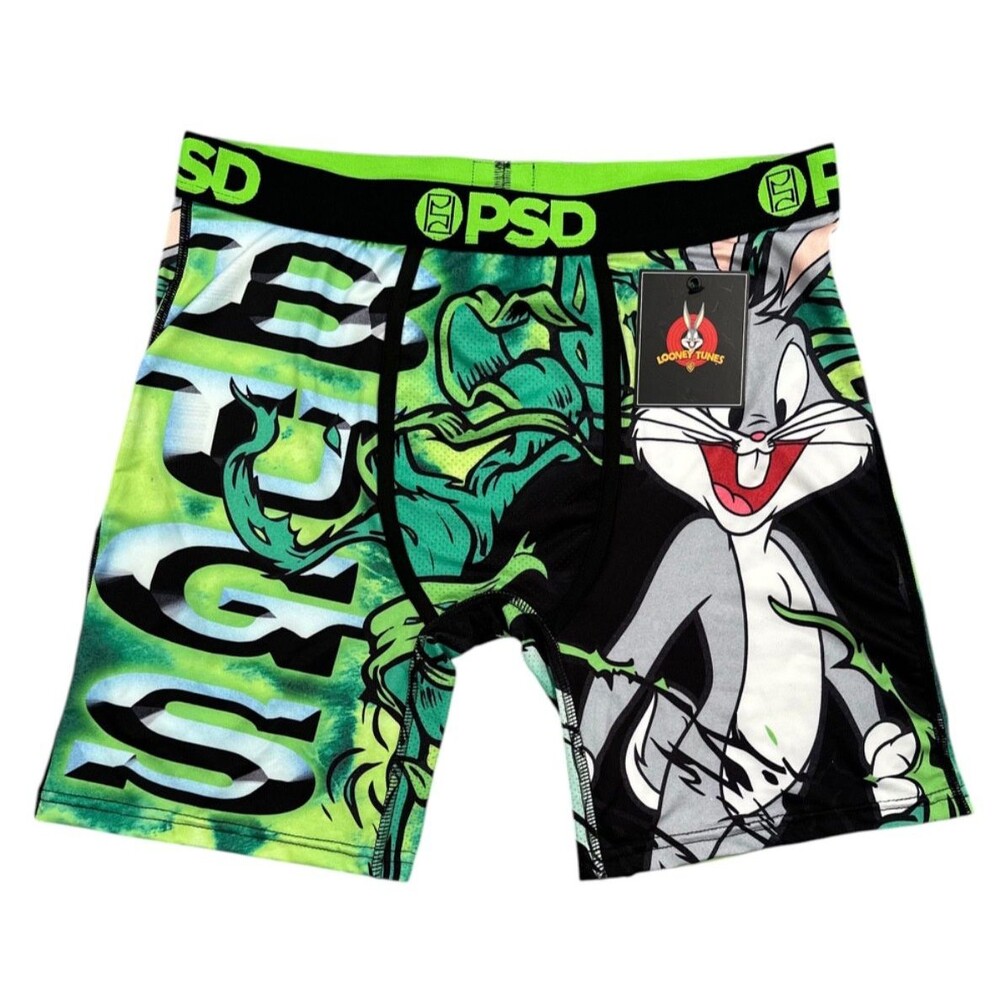 PSD x Looney Tunes Bugs Bunny Boxer Briefs Men’s Size L Green Graphic Underwear